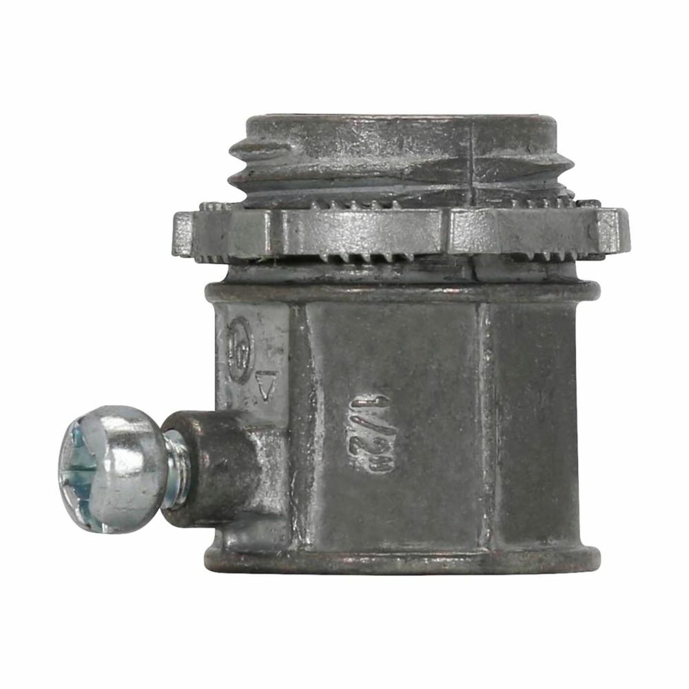 Eaton Crouse-Hinds series EMT set screw type connector, EMT, Straight, Insulated, Zinc die cast, Two tightening screws, Threadless, 2"