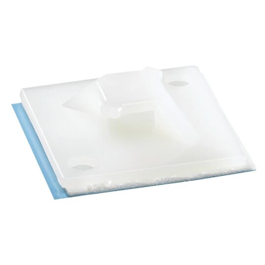 Four-Way and Two-Way Mounting Base With Open Leg Design, Natural Nylon 6.6 for Temperatures up to 65 Degrees Celsius (149 F), Length of 28.6mm (1.13 Inches), Width of 28.6mm (1.13 Inches), Height of 8.7mm (0.34 Inches),Self-Adhesive Mounting Method, Bulk Pack
