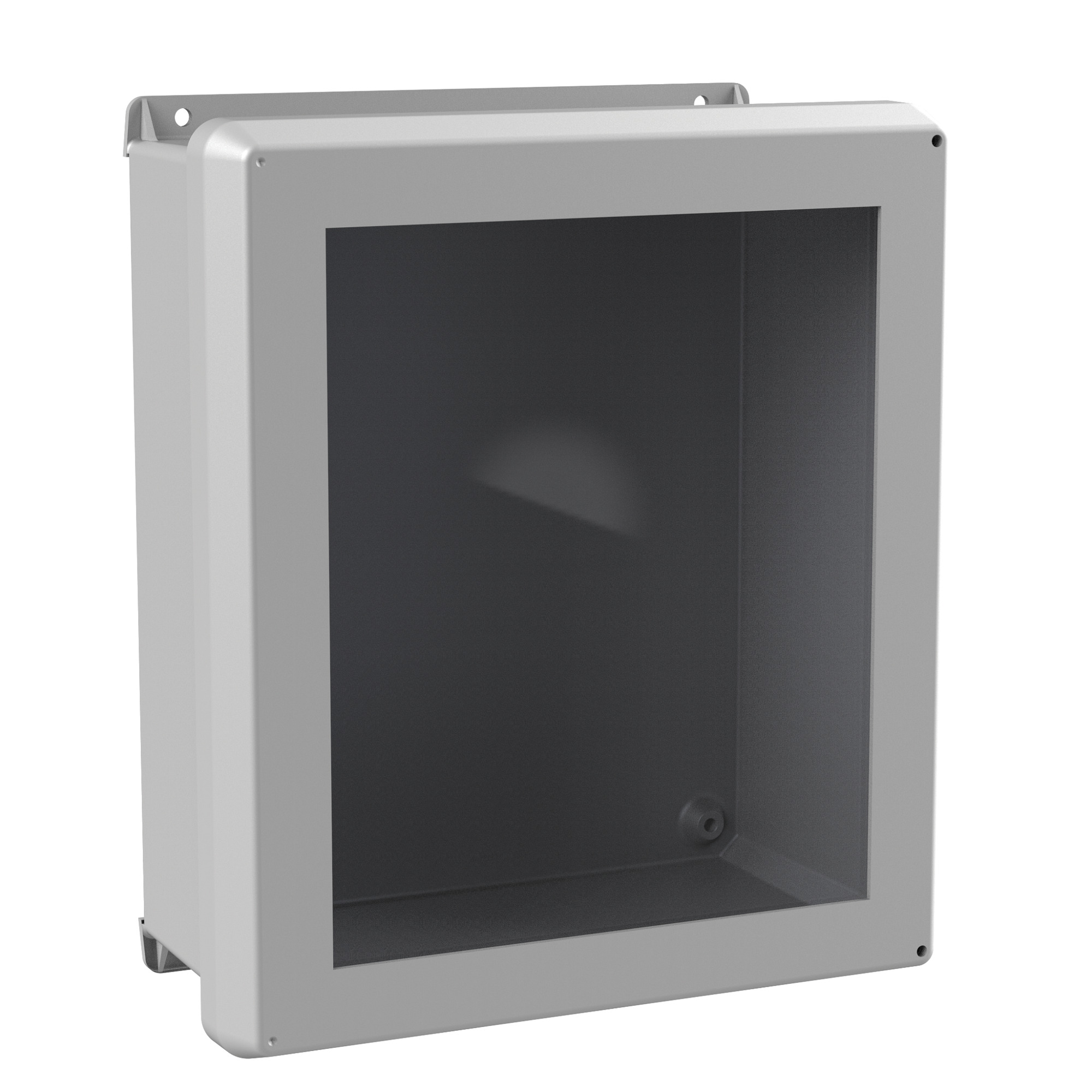 Flat Cover Window with Latches Type 4X, 13.81x11.81x5.99, Lt Gray, Fiberglass