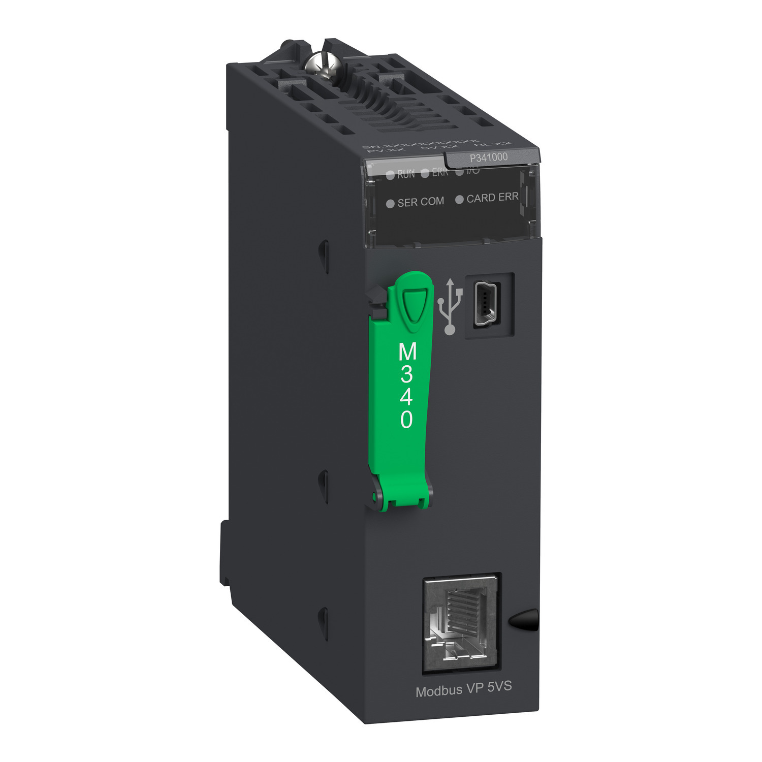 processor, Modicon M340, max 512 discrete, 128 analog IO, Modbus