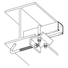 Eaton B-Line series beam clamp assembly, 5" H x 9" L x 3" W, 1 in beam thickness