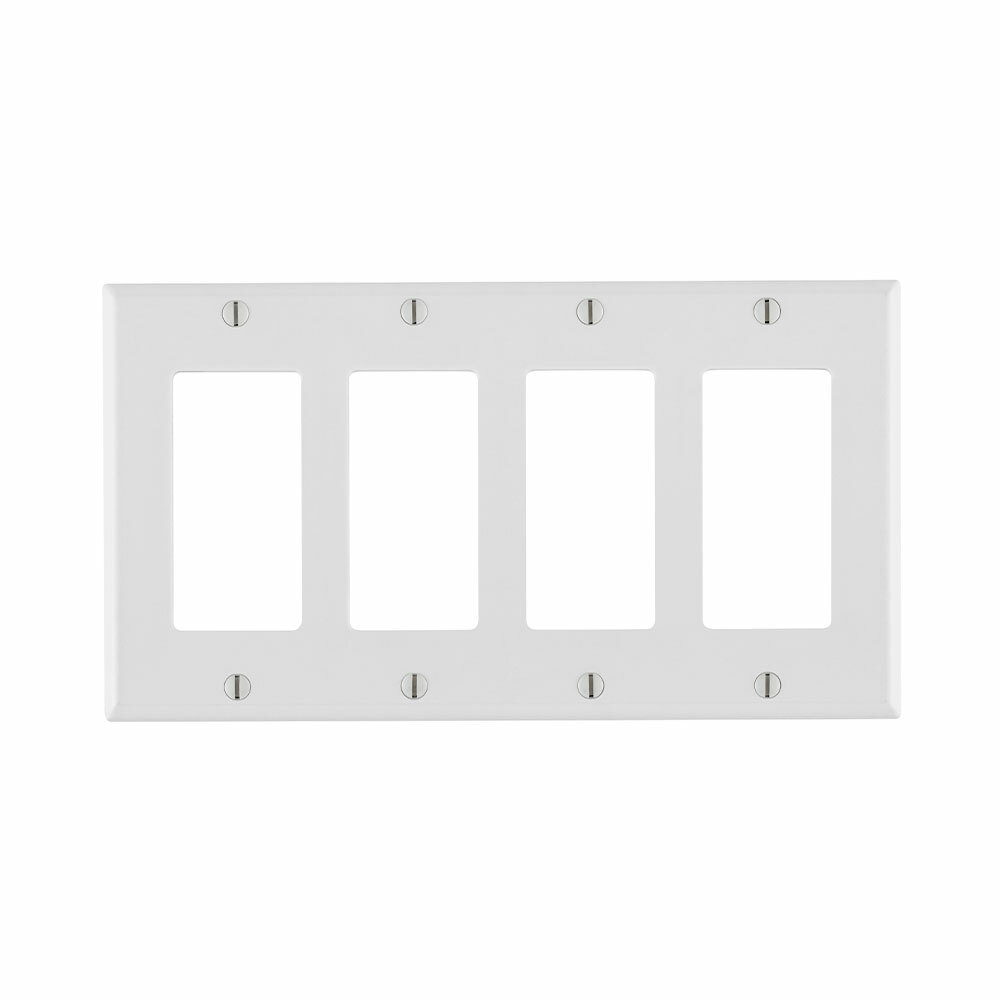 4-Gang Decora/GFCI Device Decora Wallplate, Standard Size, Thermoset, Device Mount, White