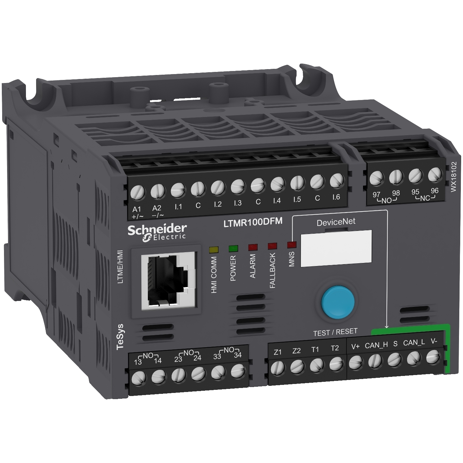Motor controller, TeSys T, Motor Management, DeviceNet, 6 logic inputs, 3 relay logic outputs, 5 to 100A, 100 to 240VAC