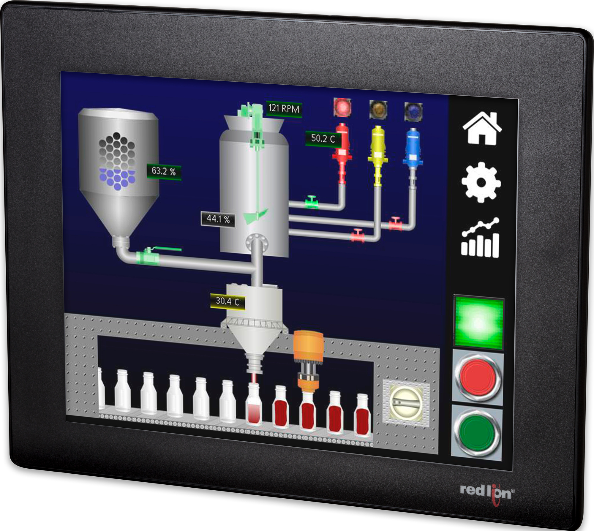10.4" HMI with 4 Serial, 2 Ethernet, 2 USB Host, USB Device, Web server and Data Logging