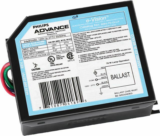 Signify Lighting, Ballast, e-Vision, Indoor, eHID, Min Start Temp -20C, Amps 0.66-0.28A, Average Life 26280HRS, Volts 120-277V, Watts 70W, Non Dimmable, Number of Lamps 1, Ballasts Factor 1PCT, Input Frequency 50/60HZ, Programmed Start No, Certifications are ULISOFCCCSA, RoHS