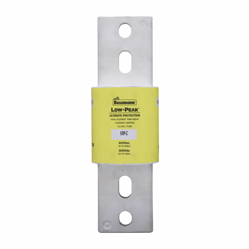 Eaton Bussmann series KRP-C fuse, Current-limiting time-delay fuse, 2000 A, L, Non-indicating, Bolted blade end x bolted blade end, 4 sec at 500%, 300 kAIC at 600 V,100 kAIC Vdc, 600 V, 300 Vdc