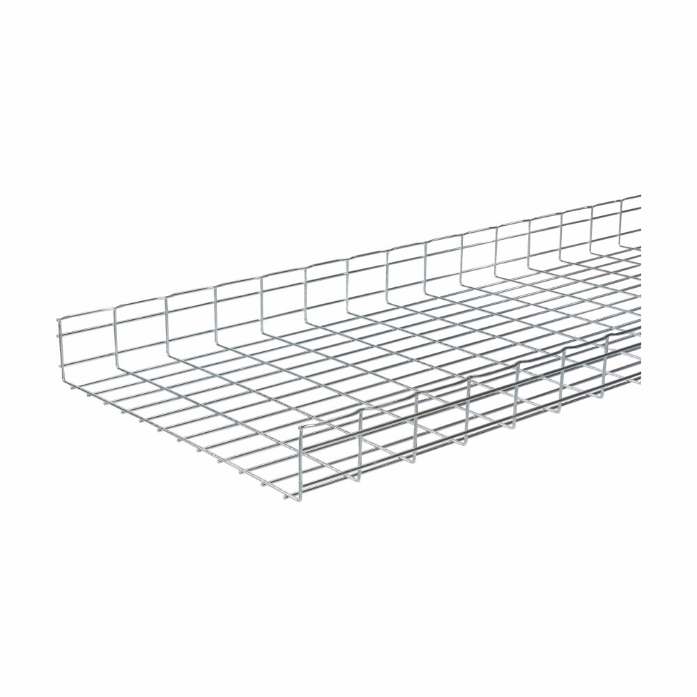 Eaton B-Line series Flextray 4" deep straight section, Electroplated zinc galvanized, Steel, 95.5" actual area inside tray, 4"deep flex tray