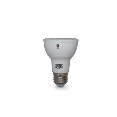GE LED Lamps, White, 7 WTT, 520 LM, 3000 K, 74.3 CRI, Dimmable, PAR20, Medium Screw Base, 3.5 IN Length, 25000 HR Average Life