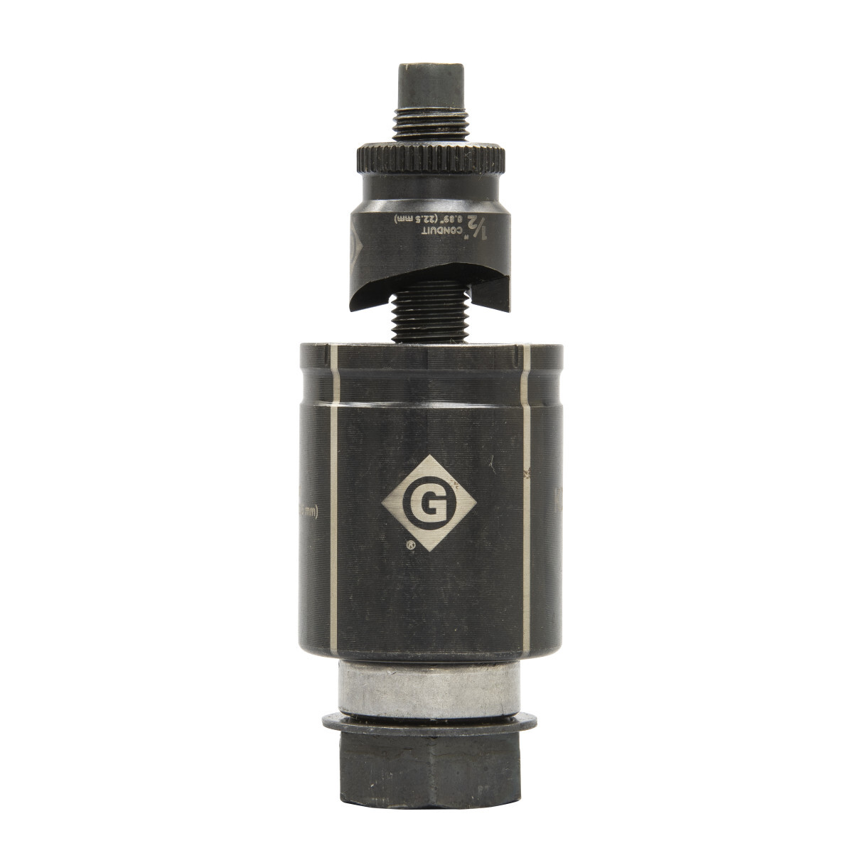 1/2" Conduit Size Slug-Buster Manual Knockout Set.  Unique punch profile splits slugs allowing for easy slug removal.  Knurled edge for better grip.  Laser markings for quick part identification.  Alignment markings for improved accuracy.  Punch and die Made in USA.  Replaces 60246
