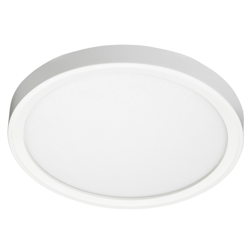 Juno SlimForm Surface Mount Downlights - Round, 7 Inches, 1000 Nominal Lumens, 3000K, 90+ CRI, 120V, Forward/Reverse Phase Cut, White, SKU - 259ENT
