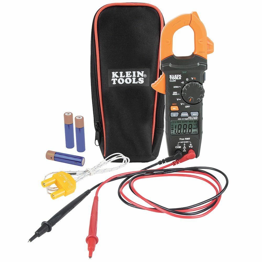 Digital Clamp Meter, AC Auto-Ranging 400 Amp with Temp