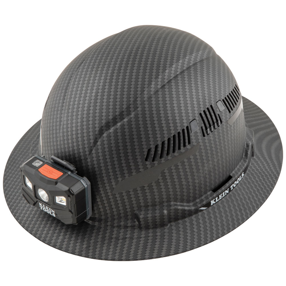 Hard Hat, Premium KARBN Pattern, Vented Full Brim, Class C, Lamp