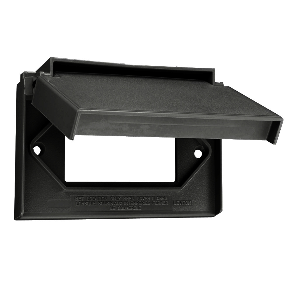 Horizontal Outdoor Coverplate For GFCI/Decora With Self Closing Cover, Black, Molded In Polycarbonate With Plate And Cover Gaskets And Four Mounting Screws per Bag UL Wet Location When Cover Closed