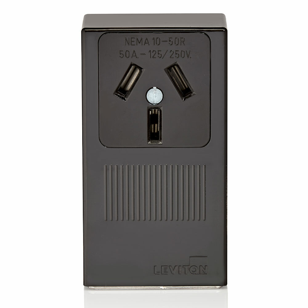5050-P00 Non-Grounding Single Straight Blade Receptacle, 125/250 V AC, 30 A, 3 Poles, 3 Wires, Black