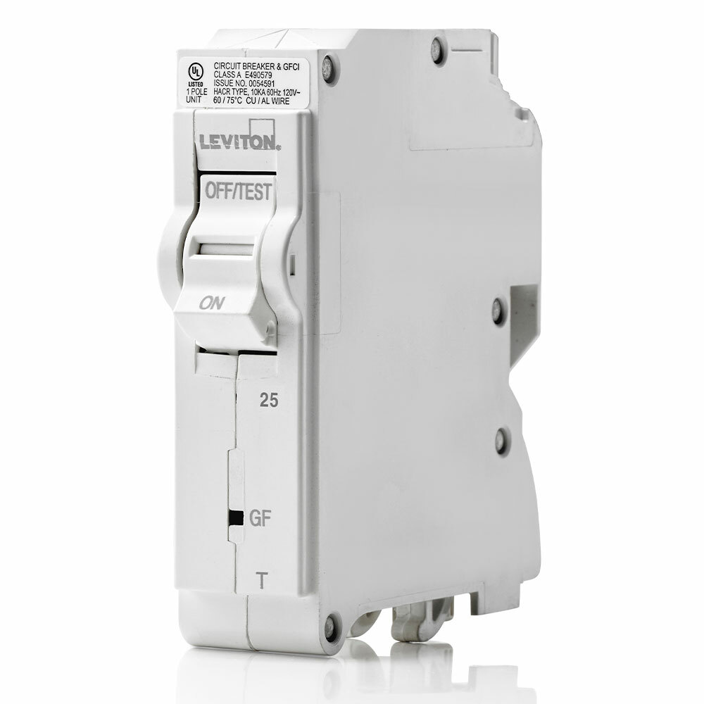 TM BRANCH CIRCUIT BREAKER GFPE 1-POLE 25A 120V. 10KA INTERRUPT RATING. W/ INSTRUCTION SHEET