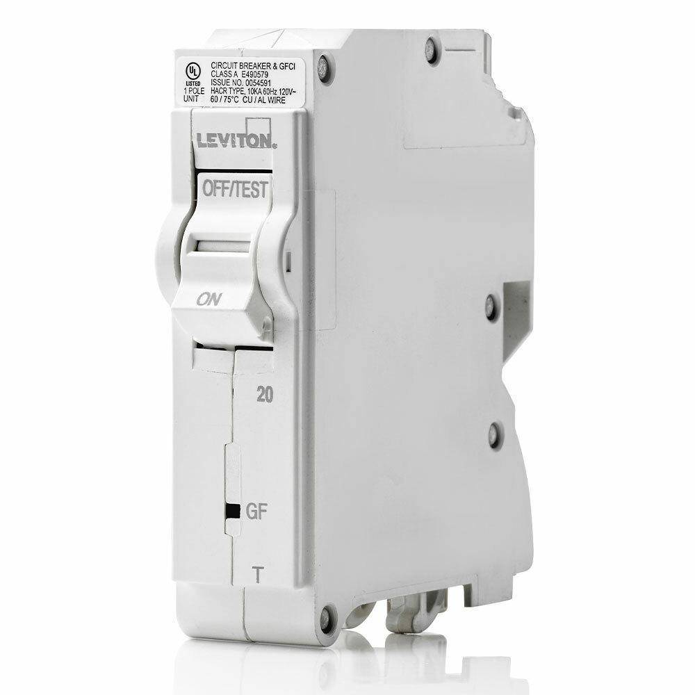 TM BRANCH CIRCUIT BREAKER GFCI 1-POLE 20A 120V. 10KA INTERRUPT RATING. W/ INSTRUCTION SHEET