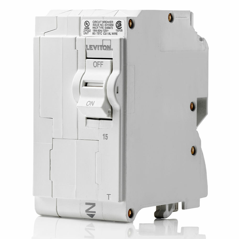 TM BRANCH CIRCUIT BREAKER STANDARD 2-POLE 15A 120/240V. 10KA INTERRUPT RATING.