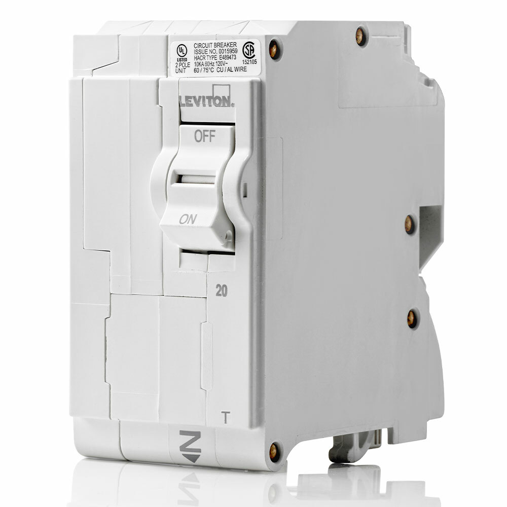 TM BRANCH CIRCUIT BREAKER STANDARD 2-POLE 20A 120/240V. 10KA INTERRUPT RATING. W/ INSTRUCTION SHEET