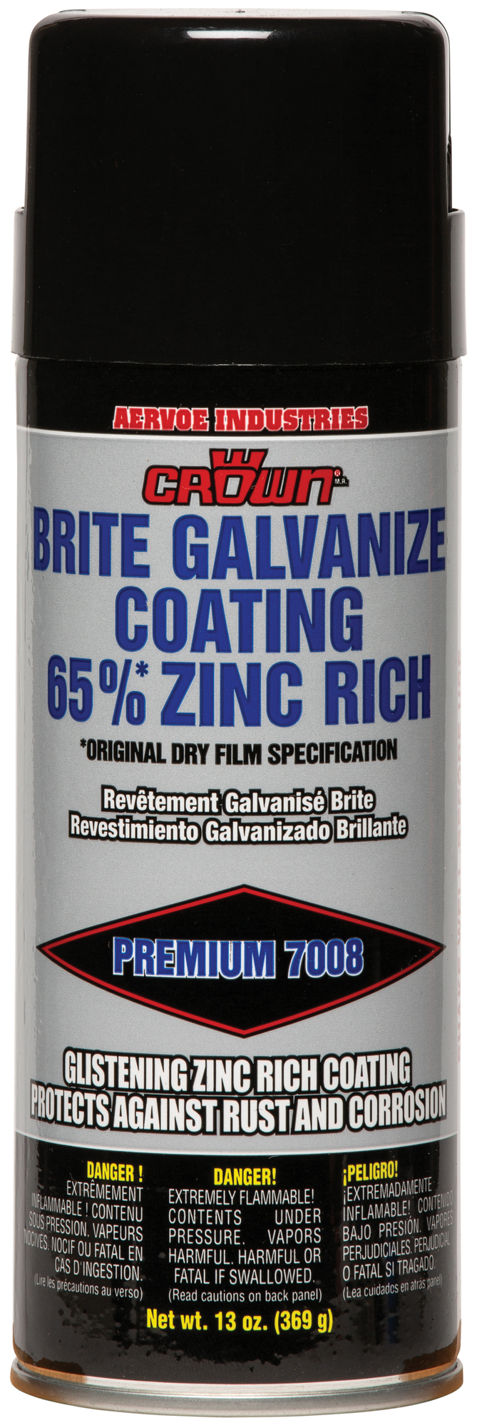 Brite Zinc Galvanize Coating, 16 oz aerosol can, Flammable, 15 minute dry time