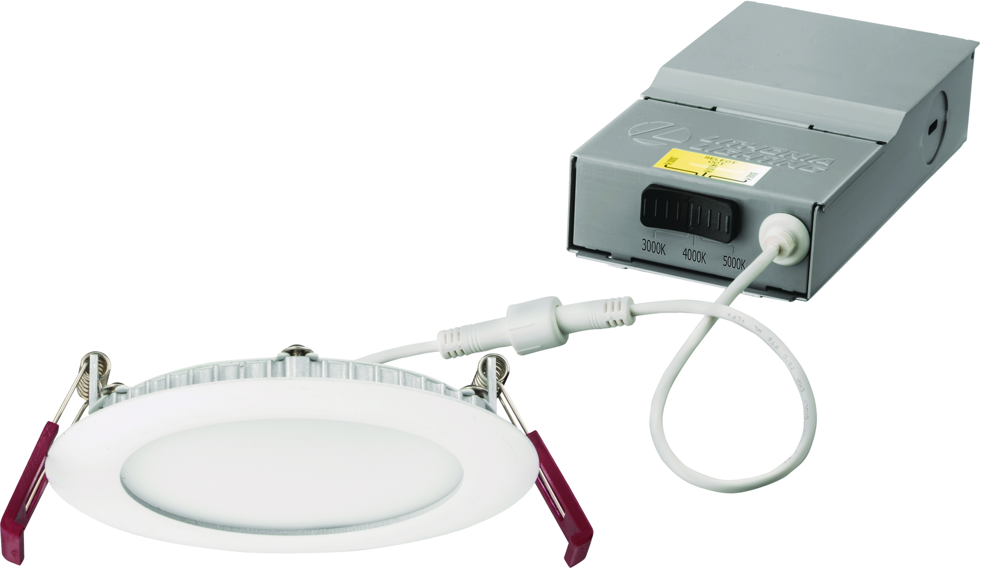 The 4-inch round Wafer LED Downlight with Switchable White provides high-quality light output and efficiency featuring a switch for easy color temperature adjustment from warm white to daylight during installation - while eliminating the need for recessed housings. The innovative, slim design allows for easy retrofit, remodel or new construction installation from below the ceiling. The Wafer LED downlight is wet location listed  making it ideal for use in a breadth of outdoor residential, hospitality, commercial and multifamily applications.