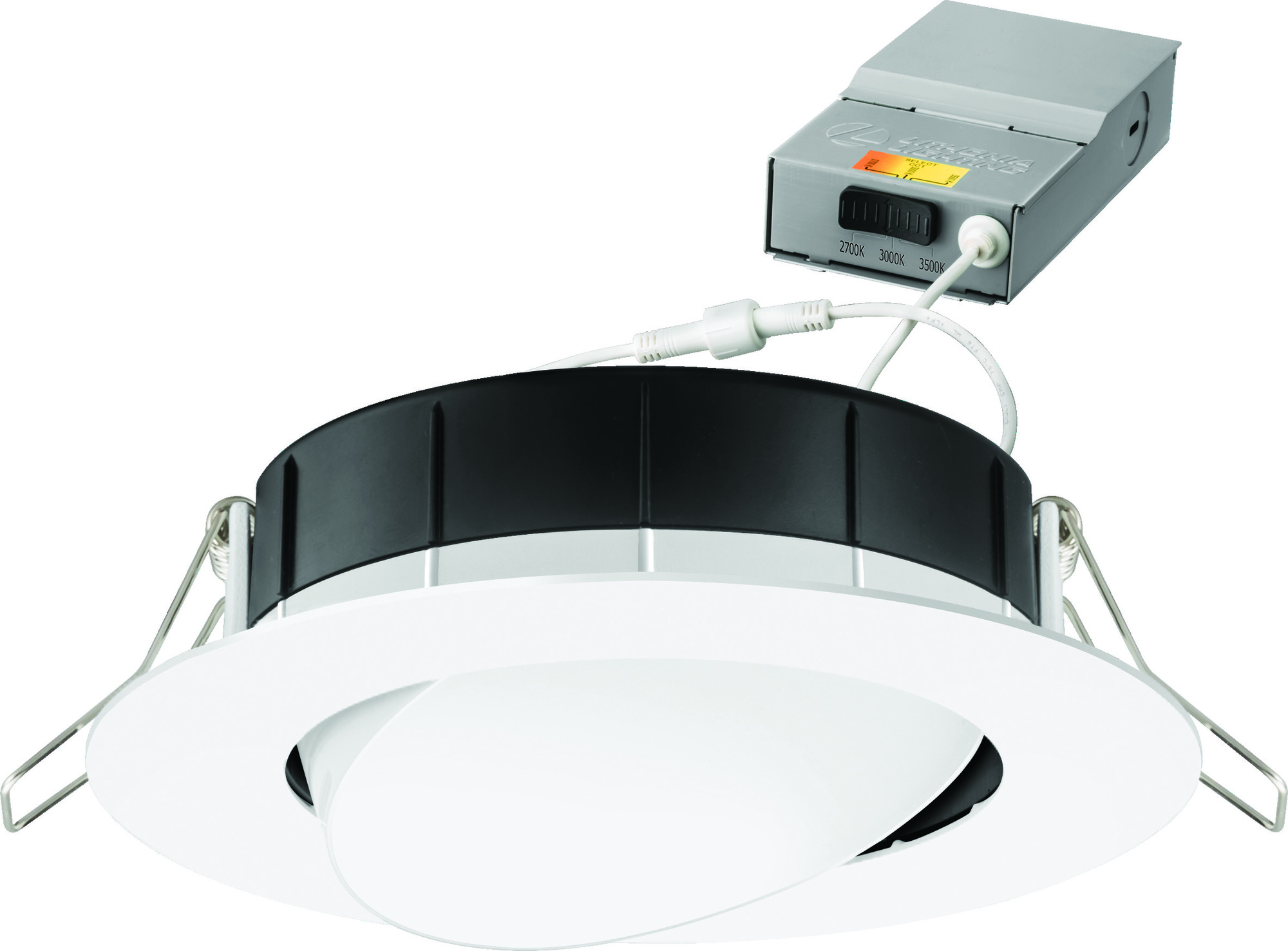 6" wafer-thin LED downlight, Adjustable, Round, LED, Switchable White, 90 CRI, Matte black