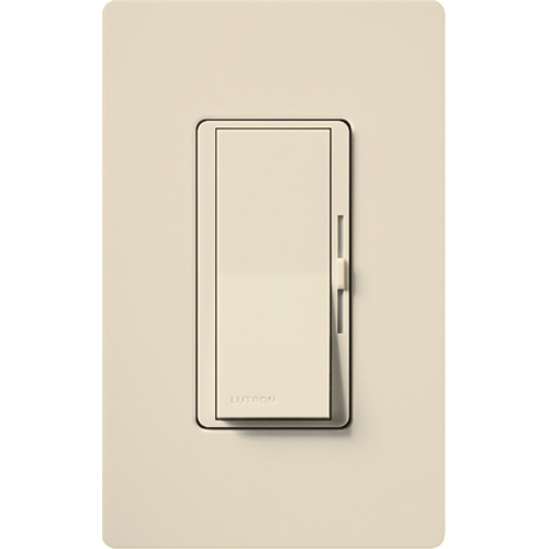 Diva Reverse-phase Dimmer - Gloss Finish,  CFL/LED (Screw-based), Incandescent/Halogen, Electronic Low-voltage, 3-way/single-pole, 250W CFL/LED or 500W inc/hal/ELV in light almond