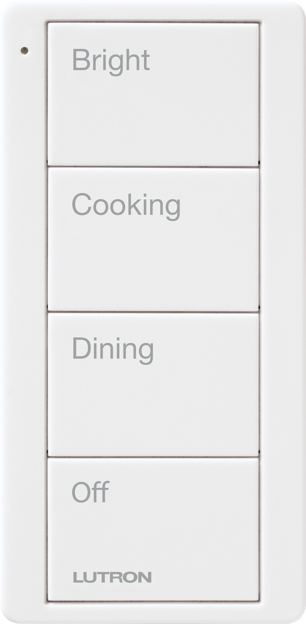 Pico Wireless Control, 4-button, 434 MHz, scene control of lights, kitchen engraving, in white