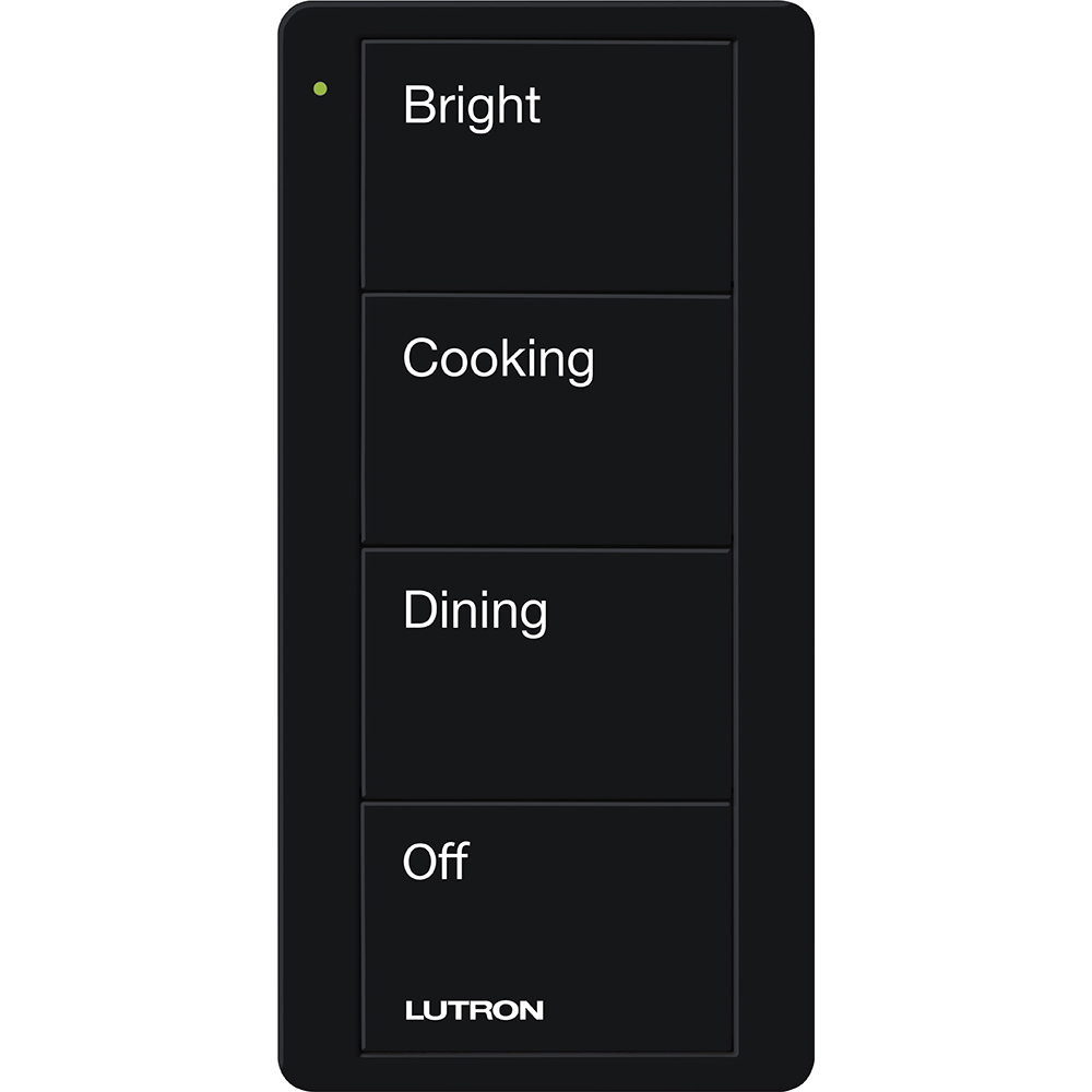 Pico Wireless Control, 4-button, 434 MHz, scene control of lights, kitchen engraving, in black