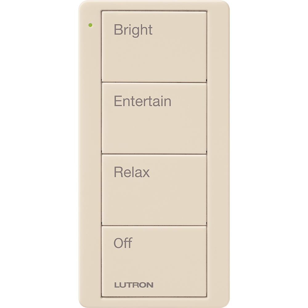 Pico Wireless Control, 4-button, 434 MHz, scene control of lights, any room engraving, in light almond