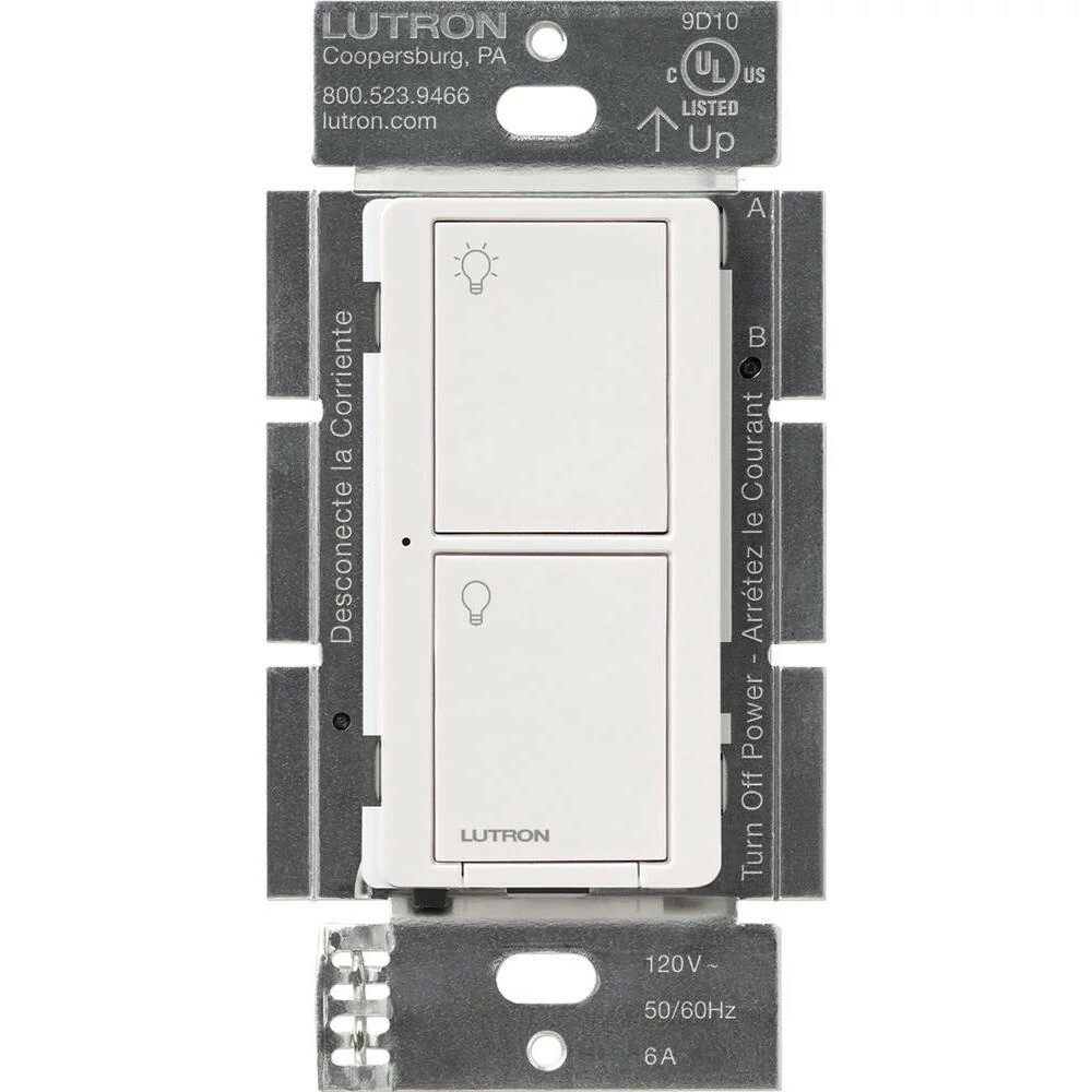 Caseta Neutral-wire switch (neutral connection required), 120V, White