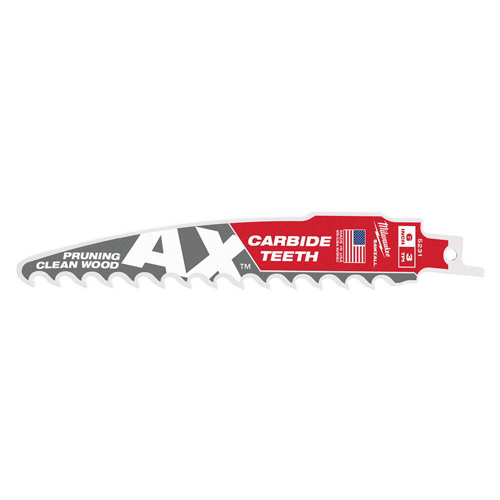 6 3 TPI The AX with Carbide Teeth for Pruning & Clean Wood SAWZALL Blade 1PK