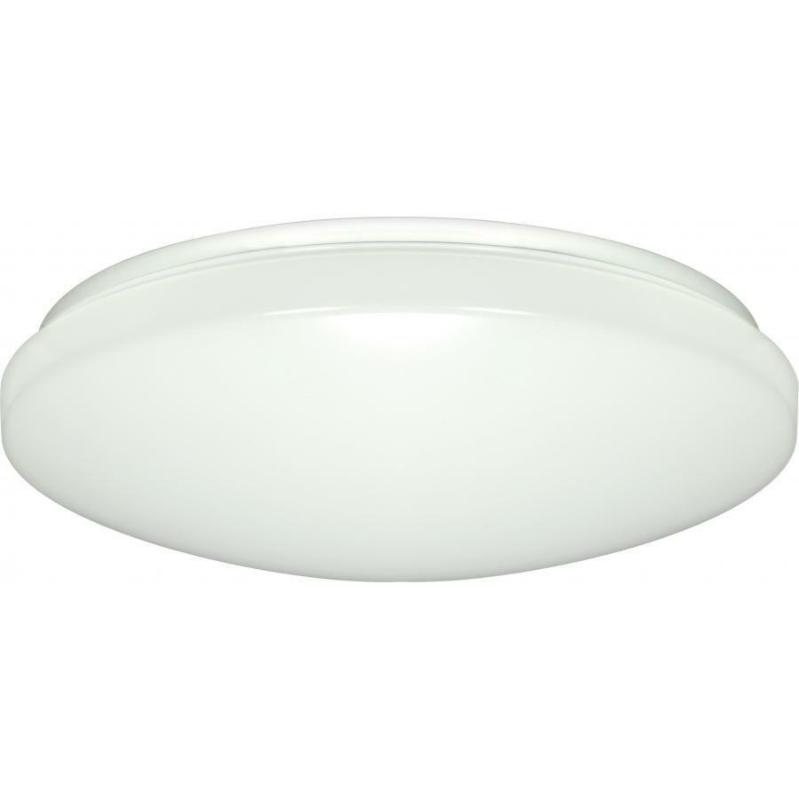 14" Flush Mounted LED Light Fixture - White Finish - With Occupancy Sensor - 120-277 Volts