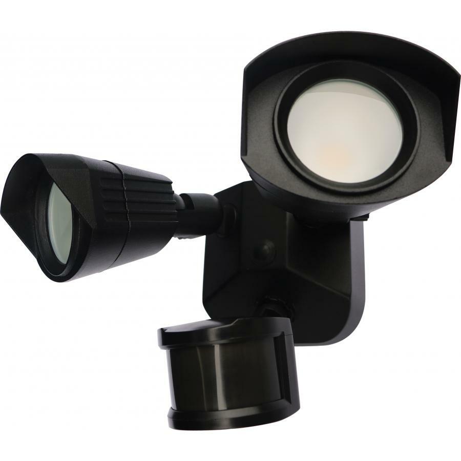 LED Security Light - Dual Head Black Finish 3000K Motion Sensor