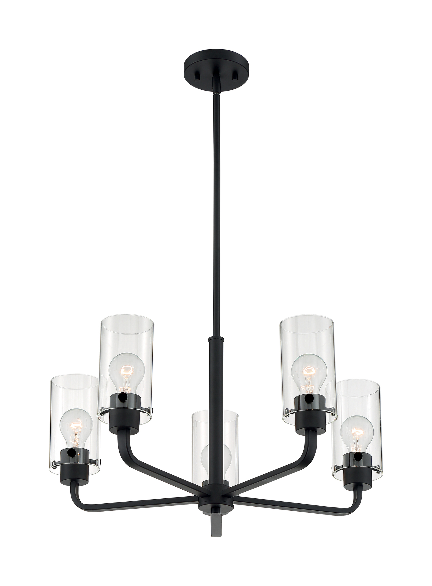 Sommerset 5-Light Chandelier Fixture - Matte Black Finish with Clear Glass