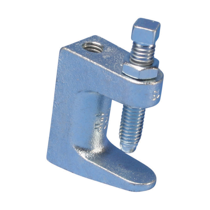 Universal Beam Clamp, Thick Flange, Electrogalv. 3/8" Rod, 1 1/4" Max Flange