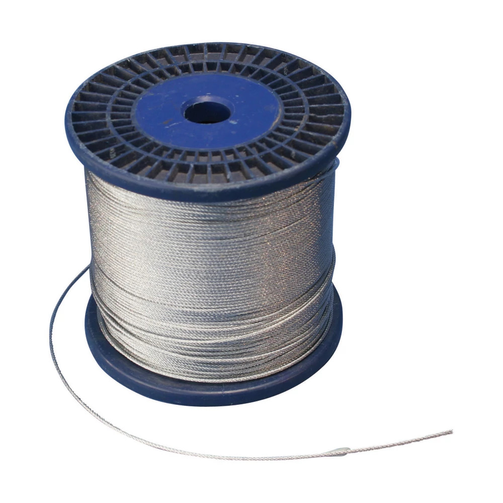1000-Foot Spool of 2mm Steel Wire Rope, electrogalvanized