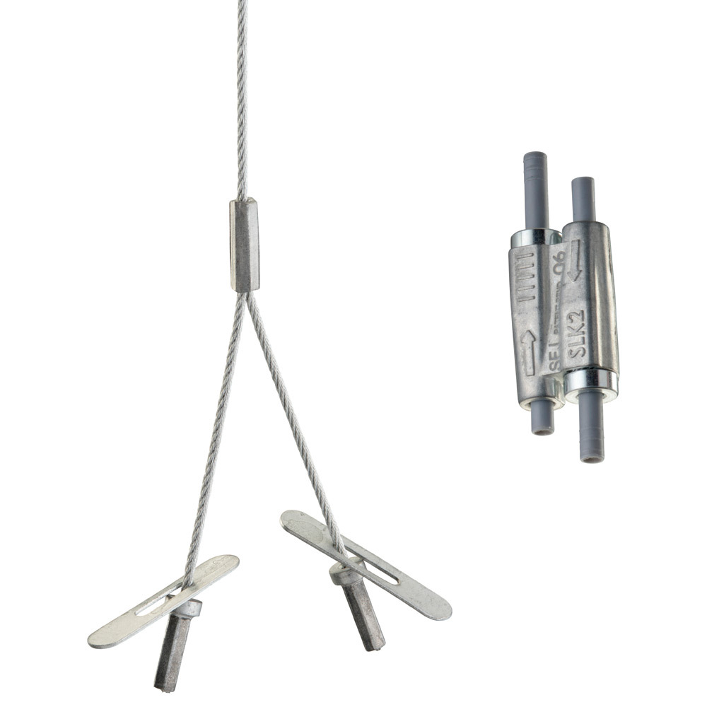 Tool-free 1.5mm Wire Rope Hanger Kit, Y-Toggle End-Fitting - 9.9' Long - 44LB