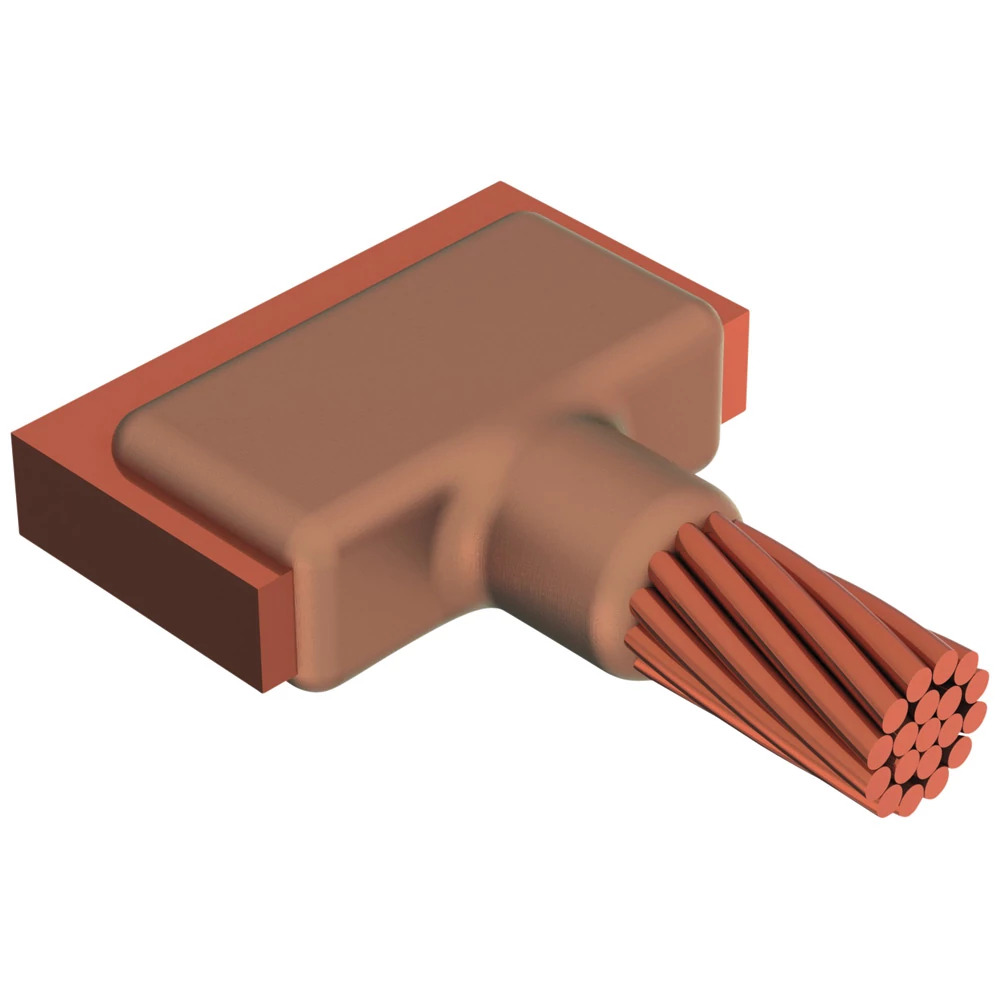 Cable to Lug or Busbar, LJ, 1/4" x 1 1/2" and wider, #2 Solid, 1 3/4" Min Center to Center Weld Distance