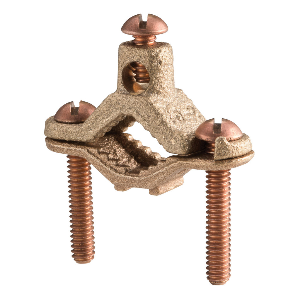 Water Pipe Ground Clamp, Silicon Bronze, 2 1/2"4" Pipe, #10 Solid-#4 Stranded, 6 mm Stranded-16 mm Stranded