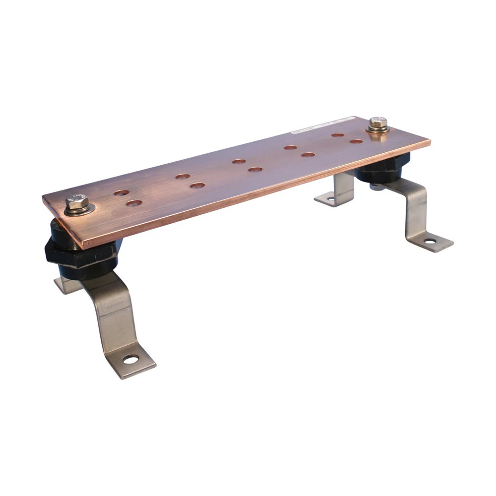 Grounding Busbar, w/Insulators and Brackets, MM, 12" x 4" x 0.25"