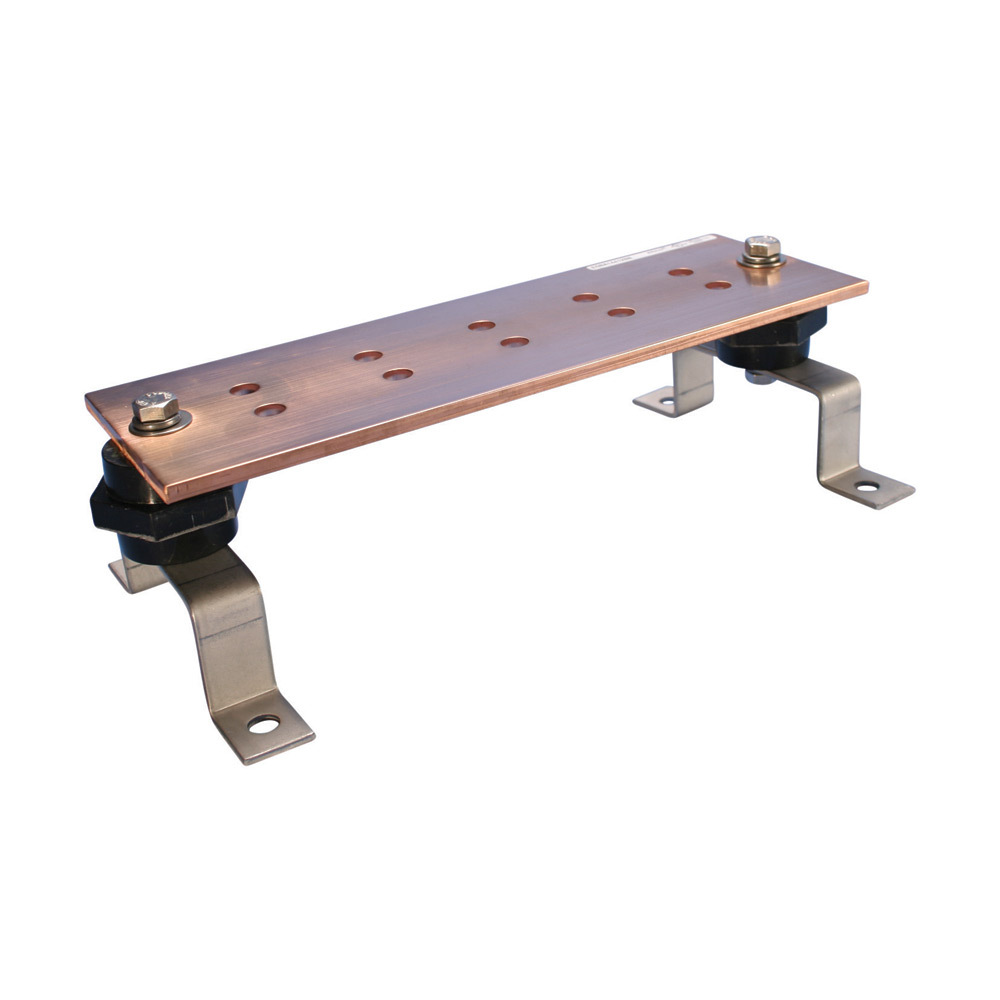 Grounding Busbar, w/Insulators and Brackets, NN, 12" x 4" x 0.25"