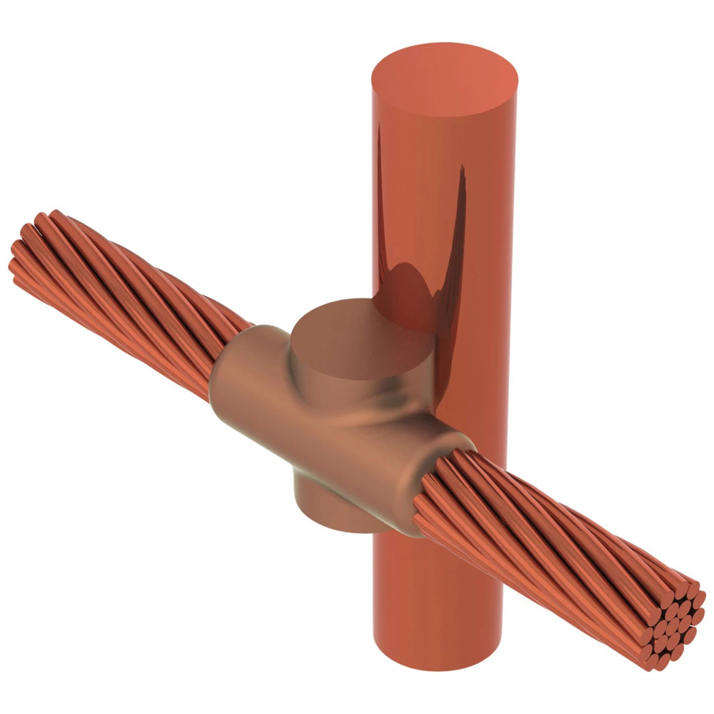 Cable to Ground Rod or Other Rounds, GY, Copper-bonded, 0.75" dia, 1/0 Concentric