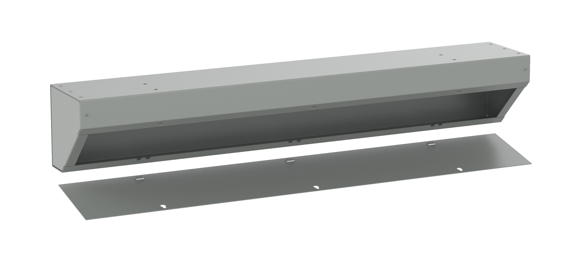 Angled Trough with Removable Cover NEMA Type 1, 6x6x36, Gray, Mild Steel