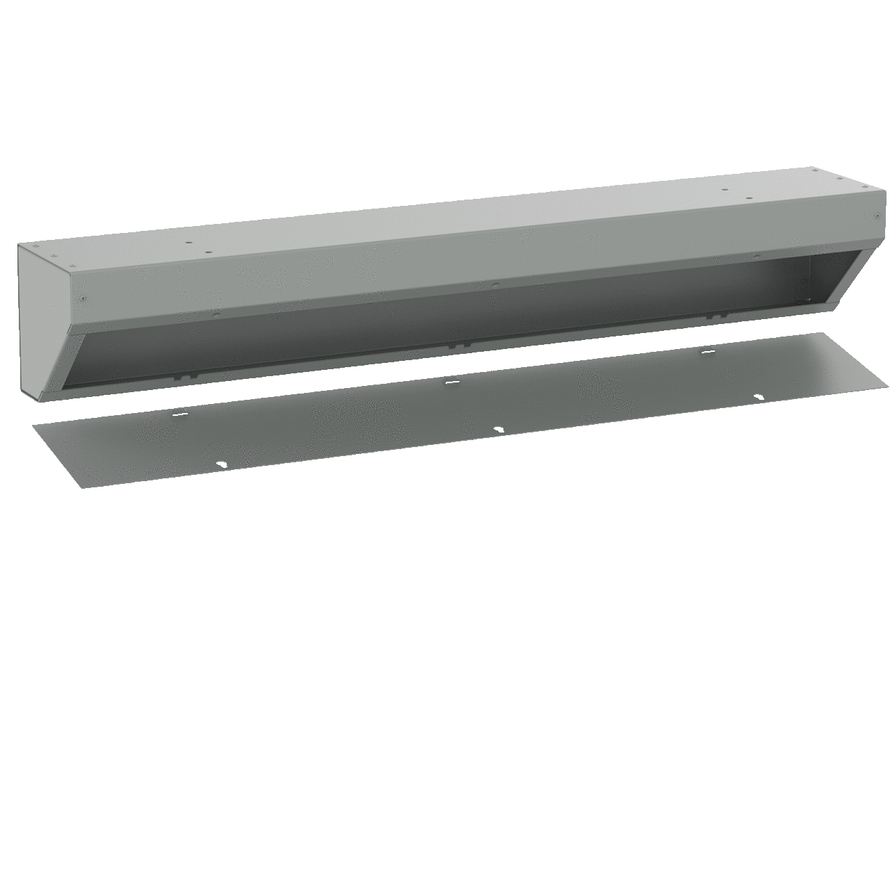 Angled Trough with Removable Cover NEMA Type 1, 6x6x48, Gray, Mild Steel