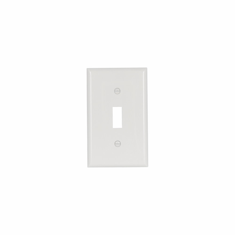 Eaton Standard Size Toggle Switch Wallplate, White, Toggle, Nylon, 1, Standard