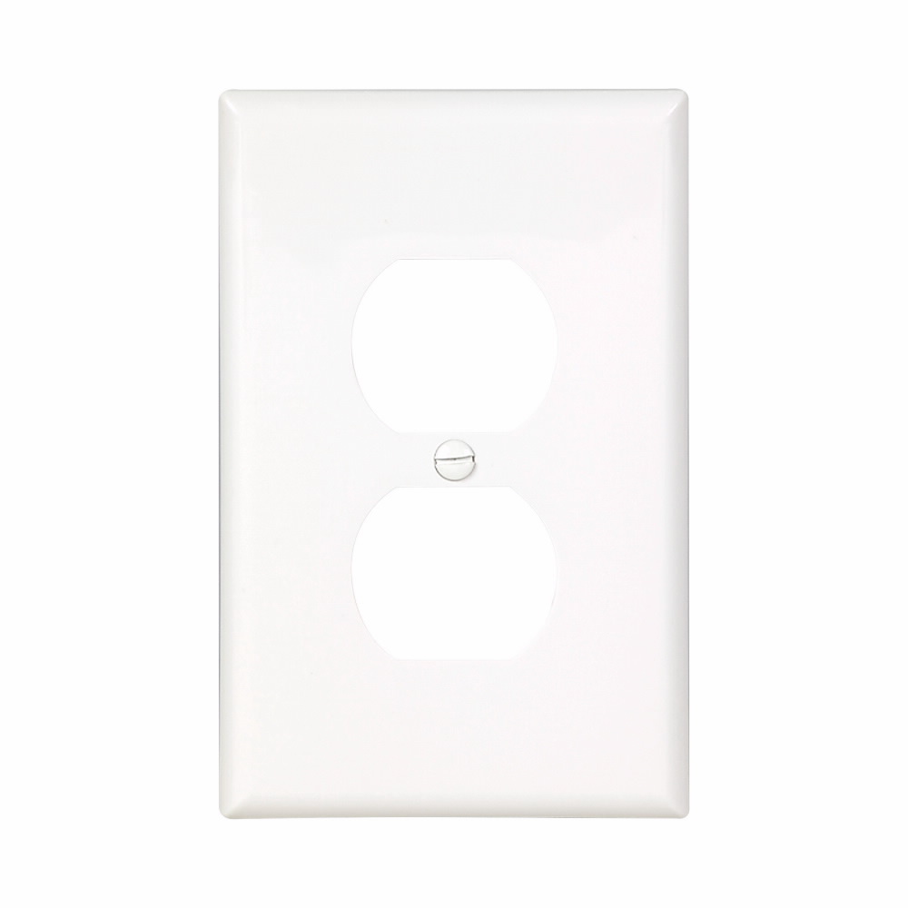 Eaton Duplex receptacle wallplate, White, Duplex receptacle Cutout, Polycarbonate, Single- gang, Mid-size
