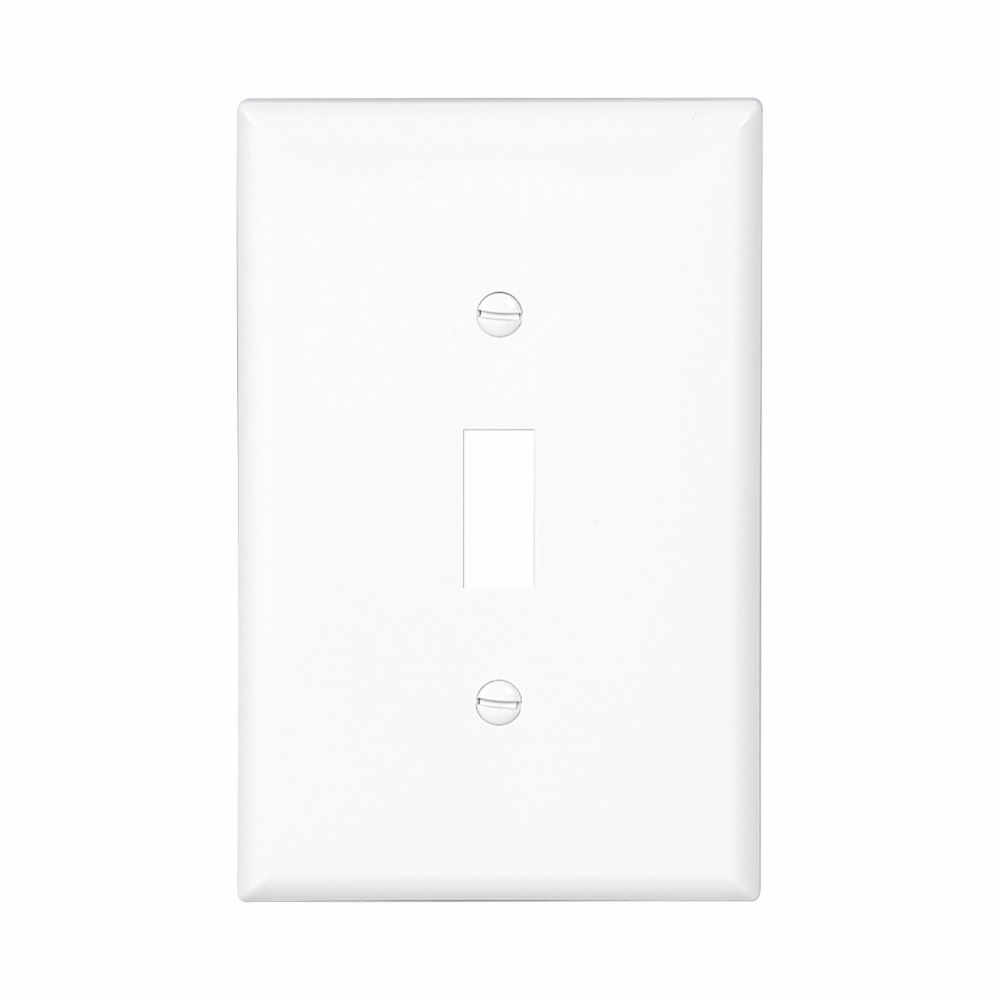 Eaton Toggle wallplate, White, Toggle Cutout, Polycarbonate, Single- gang, Mid-size