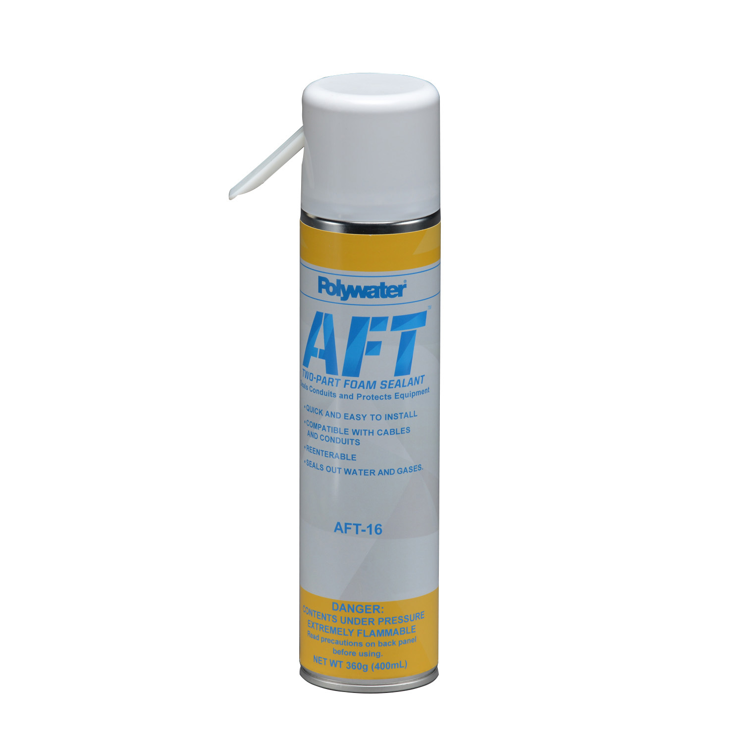 1 - 16 oz. can; 2  actuators. Protects Conduit and Raceway Systems AFT closed-cell sealant provides 10 feet of water-blocking performance in electrical and telecommunication environments.  The two-part, closed-cell AFT Sealant is durable and easy to install.  AFT has excellent adhesion to a variety of conduits.