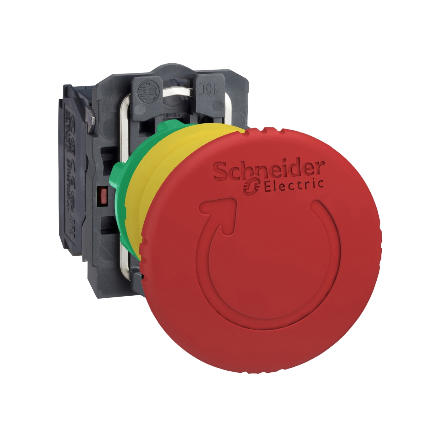 Emergency stop switching off, Harmony XB5, plastic, red mushroom 40mm, 22mm, trigger latching turn to release, 2NC