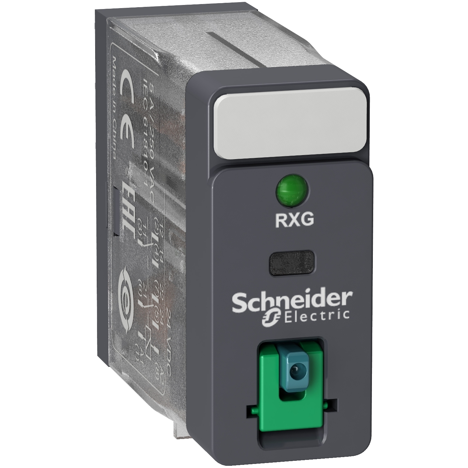 interface plug in relay, Harmony Electromechanical Relays, 5A, 2CO, with LED, lockable test but to n, 24V DC